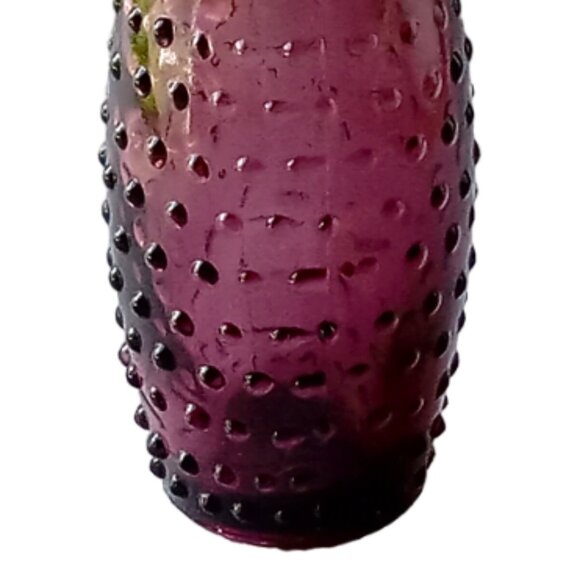 Vintage Amethyst Hobnail Small Glass Bottle, Rare Purple Glass Mini Bottle - Picture 5 of 6